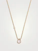 XS Motif Serpent Bohème 18K Rose Gold Pendant Necklace With Pink Quartz And Diamond