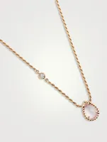 XS Motif Serpent Bohème 18K Rose Gold Pendant Necklace With Pink Quartz And Diamond