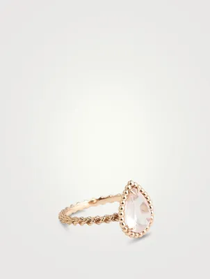 S Motif Serpent Bohème 18K Rose Gold Ring With Pink Quartz
