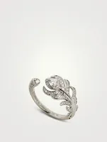 XS Plume De Paon 18K White Gold Ring With Diamonds