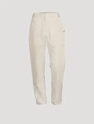 Linen Straight-Leg Carpenter Pants