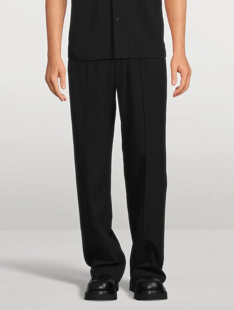 Cotton And Linen Straight-Leg Pants