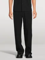 Cotton And Linen Straight-Leg Pants