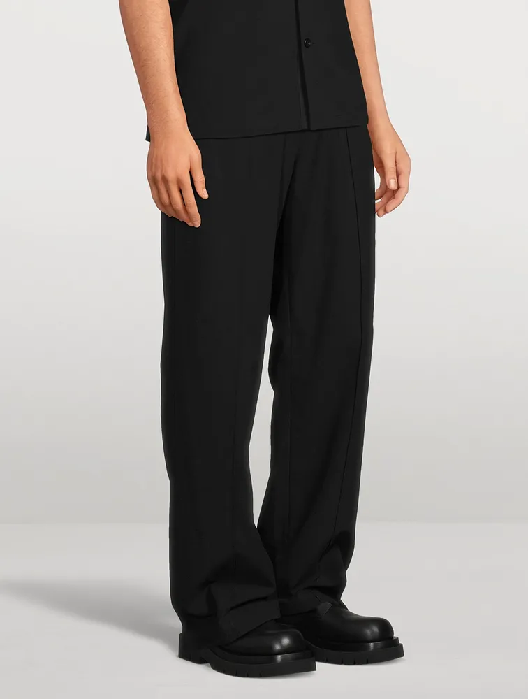 Cotton And Linen Straight-Leg Pants