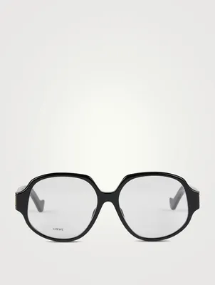 Chunky Anagram Black Geometric Eyeglasses