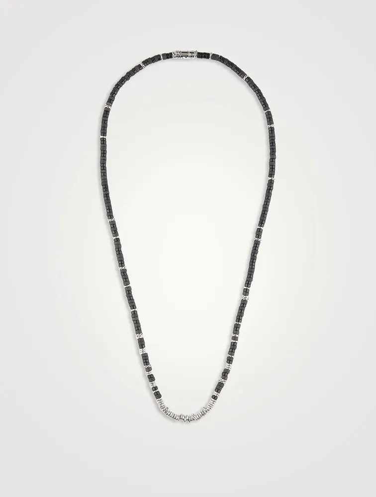 Heishi Beaded Necklace With Black Onyx