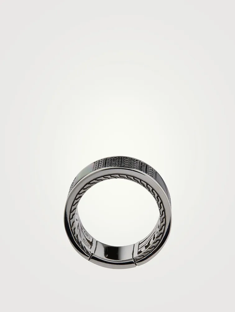 Carved Chain Inlay Band Ring