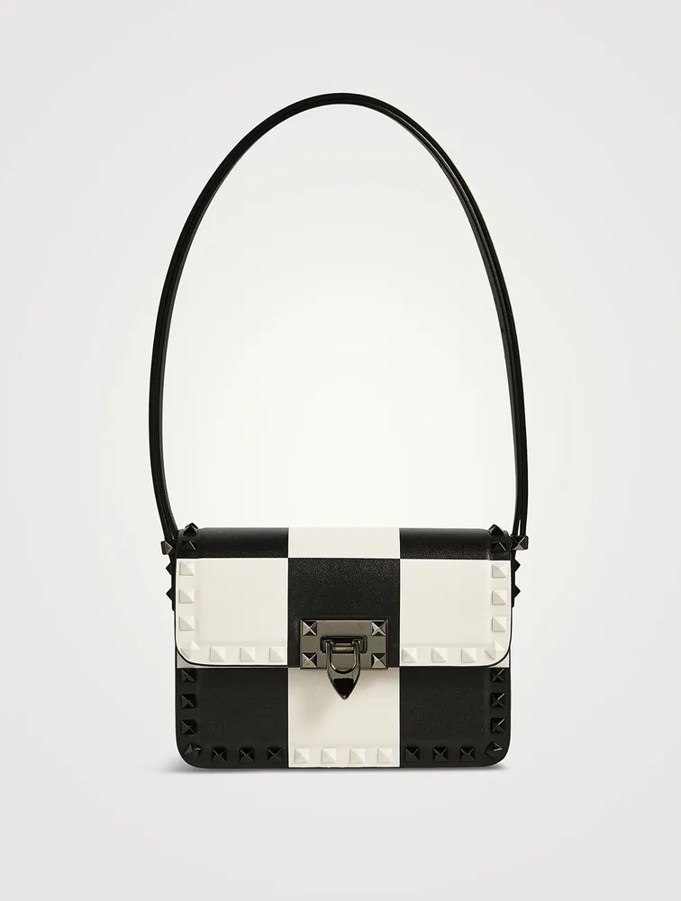 Small Rockstud Leather Shoulder Bag In Chess Print