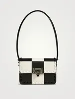 Small Rockstud Leather Shoulder Bag In Chess Print