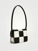 Small Rockstud Leather Shoulder Bag In Chess Print