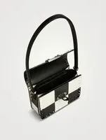 Small Rockstud Leather Shoulder Bag In Chess Print