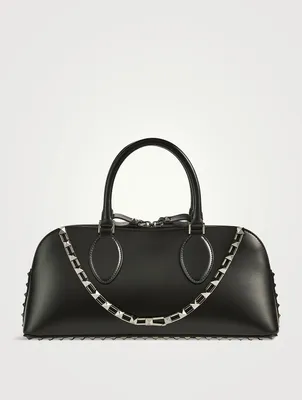 Medium Rockstud Leather Top Handle Bag