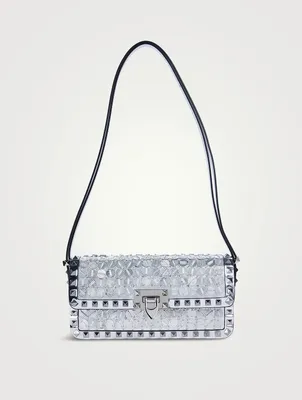 Rockstud Embroidered Leather Shoulder Bag