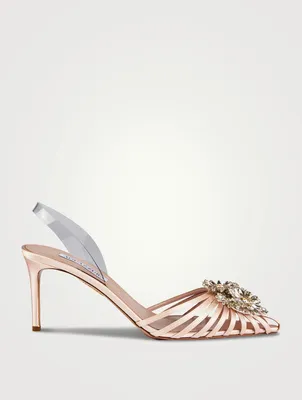 Crystal Margarita Satin Slingback Pumps