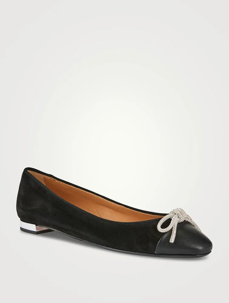 Parisina Crystal-Embellished Suede Ballet Flats