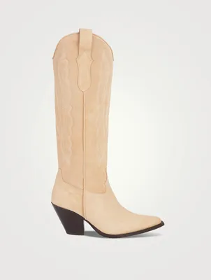 Suede Knee-High Western Boots