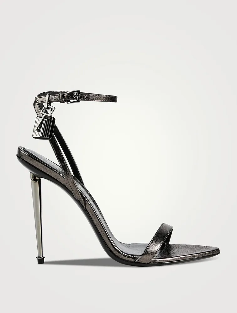 Metallic Leather Sandals With Padlock