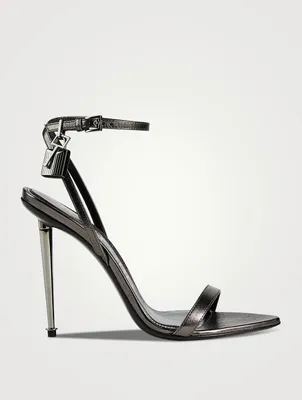 Metallic Leather Sandals With Padlock