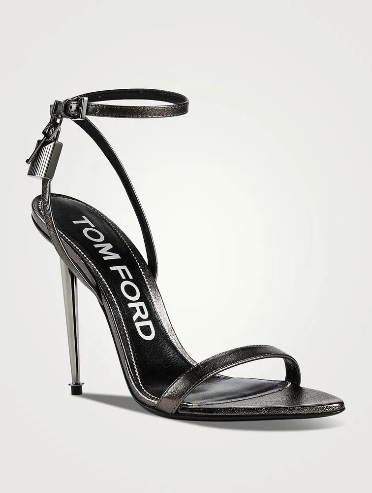 Metallic Leather Sandals With Padlock