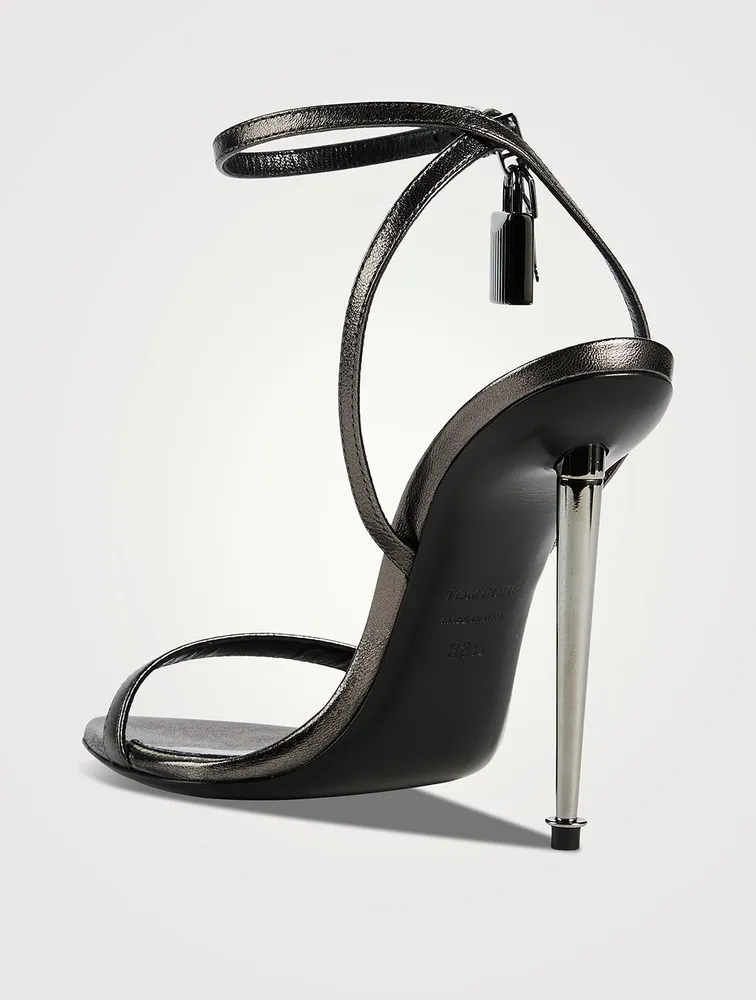 Metallic Leather Sandals With Padlock