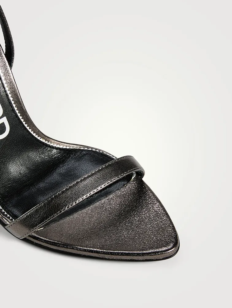 Metallic Leather Sandals With Padlock