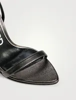Metallic Leather Sandals With Padlock