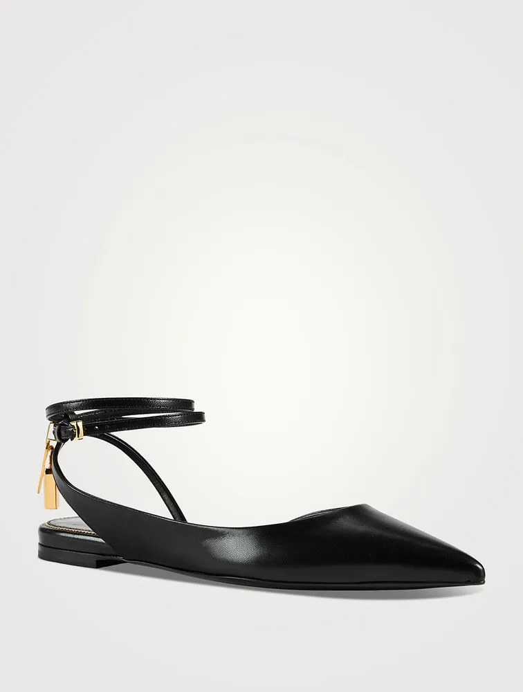 Leather Ballet Flats With Padlock