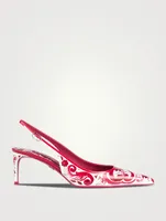 Leather Slingback Pumps Majolica Print