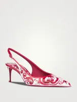Leather Slingback Pumps Majolica Print