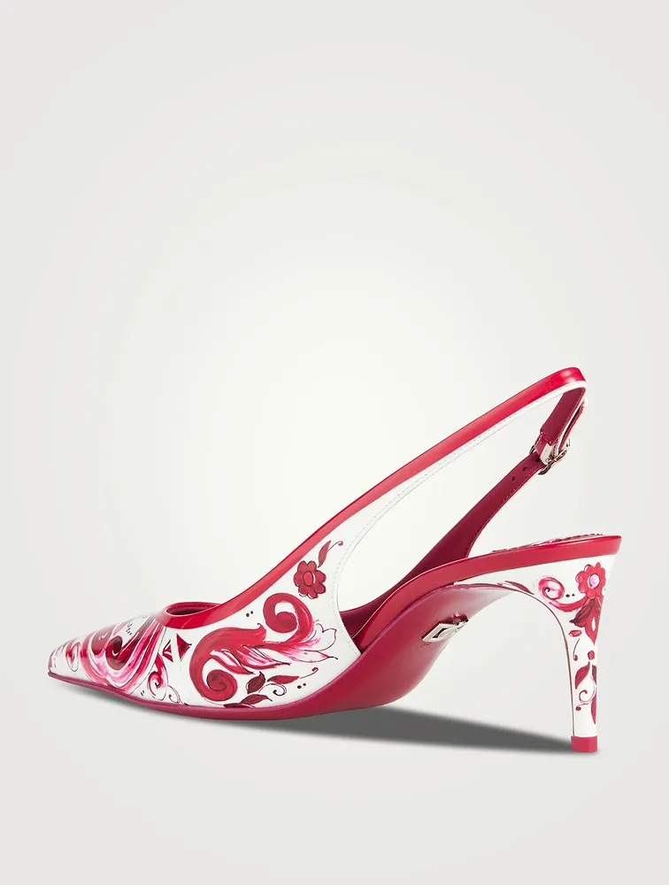 Leather Slingback Pumps Majolica Print
