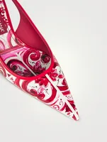 Leather Slingback Pumps Majolica Print