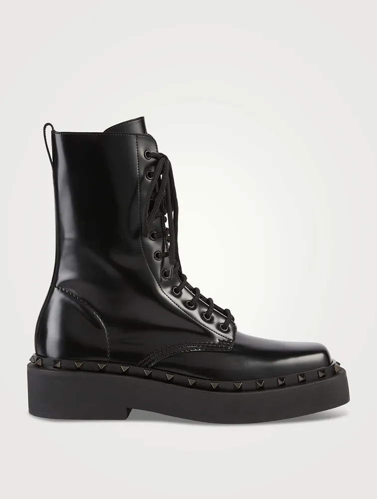 Rockstud M-Way Leather Combat Boots