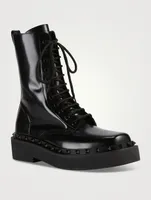 Rockstud M-Way Leather Combat Boots