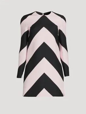 Crepe Couture Shift Dress In Chevron Print