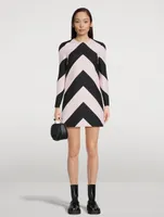 Crepe Couture Shift Dress In Chevron Print