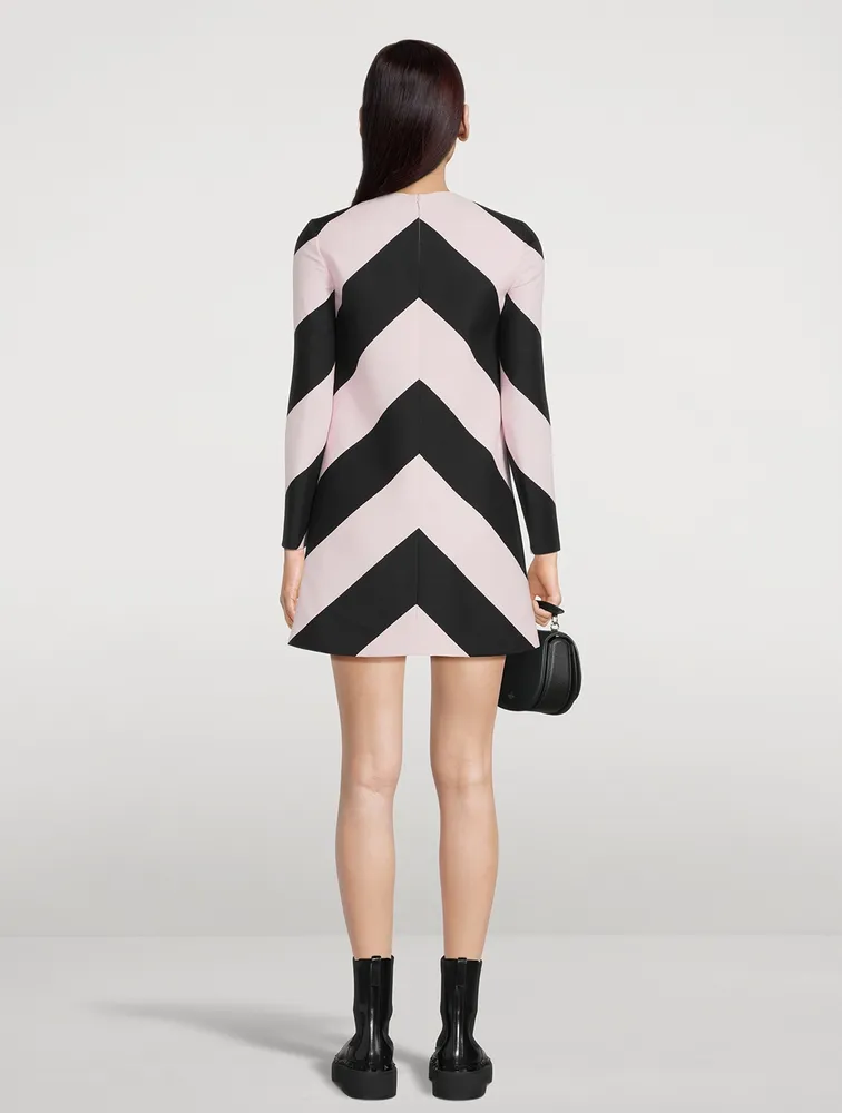 Crepe Couture Shift Dress In Chevron Print