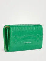 Skull Croc-Embossed Leather Wallet