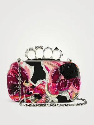Knuckle Embroidered Leather Clutch