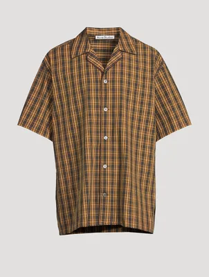 Cotton Short-Sleeve Shirt Check Print