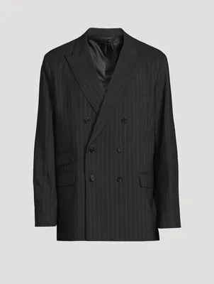 Wool-Blend Pinstripe Suiting Jacket