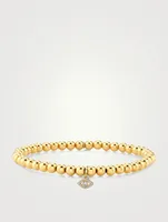 Beaded Bracelet With 14K Gold Tiny Diamond Bezel Evil Eye Charm