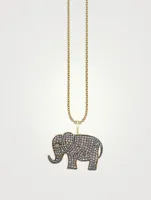 14K Gold Elephant Pendant Necklace With Diamonds