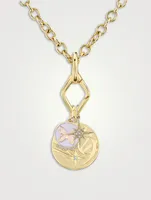 14K Gold Multi Charm Pendant Necklace With Diamonds