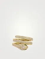 Gold Pavé Snake Coil Ring