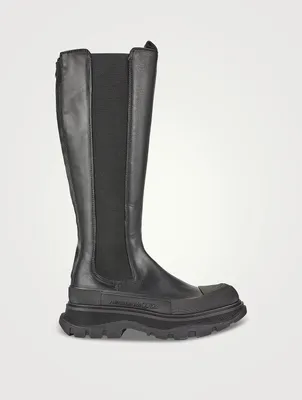 Tread Slick Leather Knee-High Boots