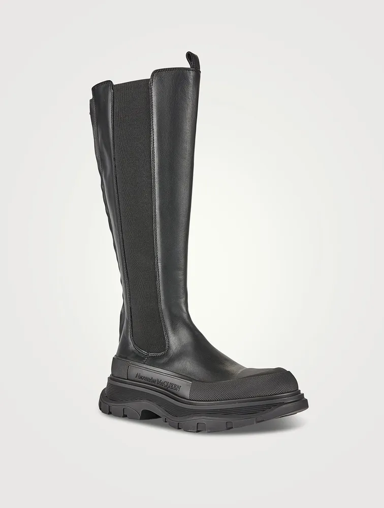 Tread Slick Leather Knee-High Boots