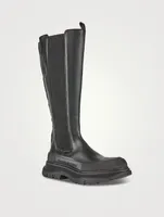 Tread Slick Leather Knee-High Boots