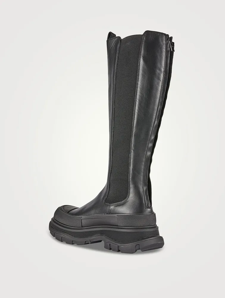 Alexander McQUEEN Women's Tread Slick Knee High Boots in Black