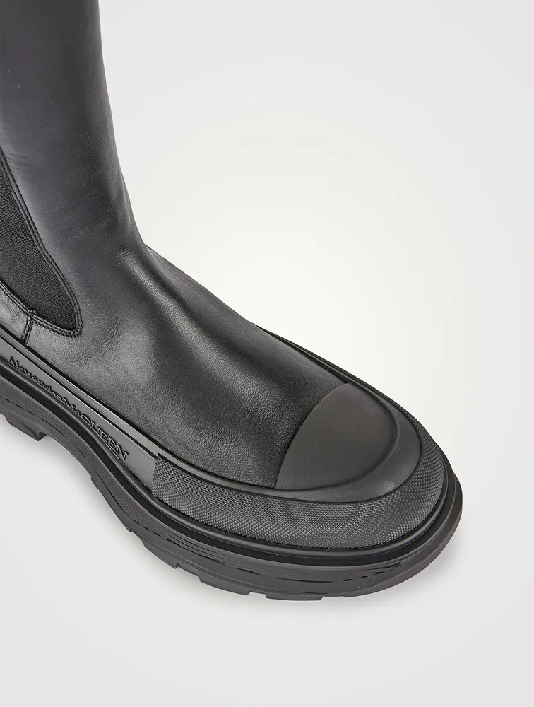 Tread Slick Leather Knee-High Boots