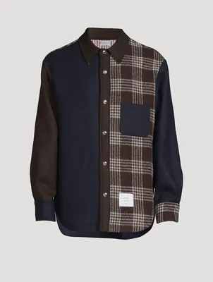 Wool Shirt Jacket Funmix And Check Print